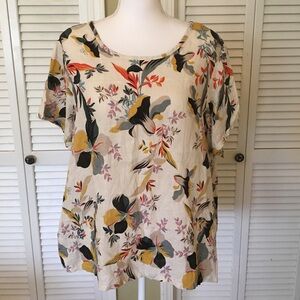 Cynthia Rowley Floral Linen Comfortable Flowy Feminine Graceful Top Size 1X
